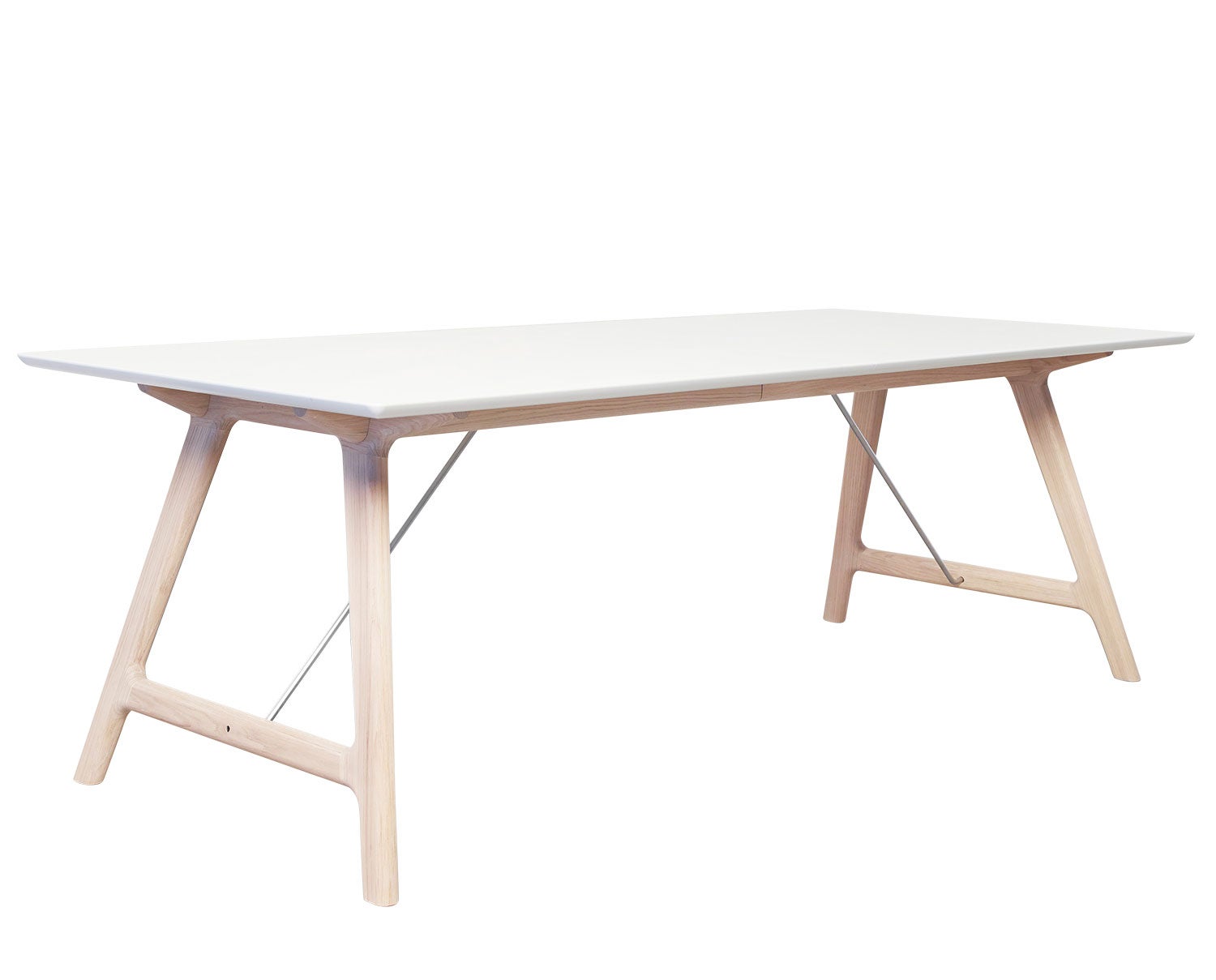 T7 bord 220 cm i vit laminat och ben i såpad ek från Andersen Furniture