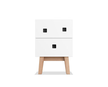 Peep S1 Sängbord i färgen Vit med ben i ek