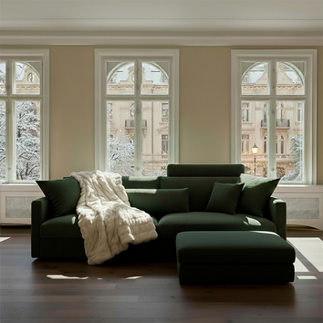 Haven-sofa-4seater-darkgreen-neckrest-puff-fluffy-winter-lifestyle