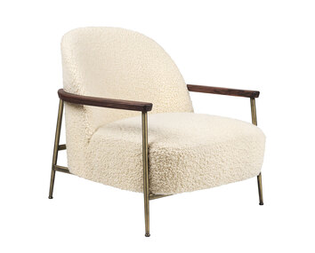 Sejour loungefåtölj med armstöd, antik mässing, valnöt, tyg Dedar Artemidor Agnell