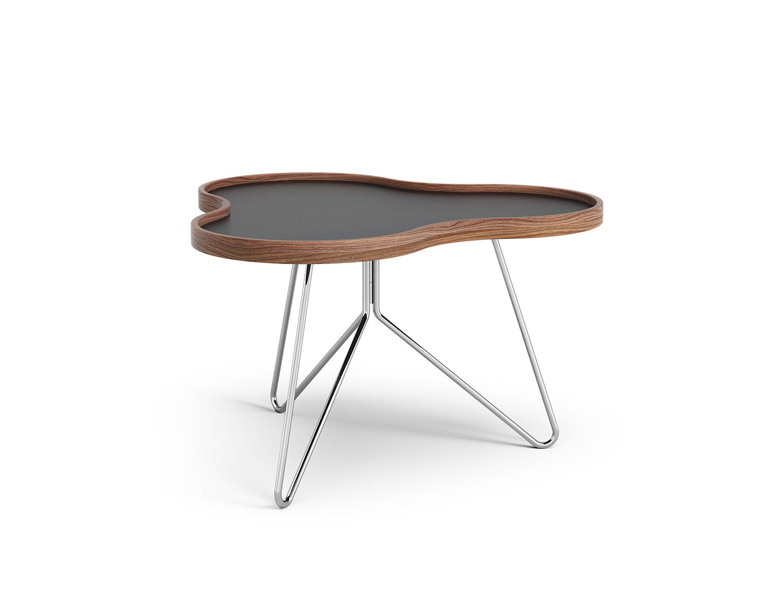 Flower-Table-66x62-Black-Laminate-Walnut-Chrome-Metal-H39