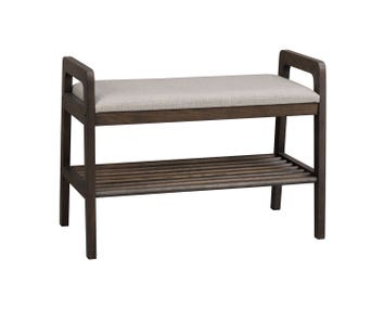 Inverness skohylla, hallbänk i brunlackad ek från Rowico.