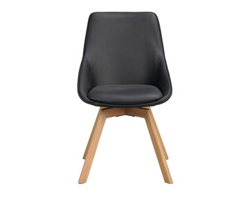 Alison stol i svart läder, ekben