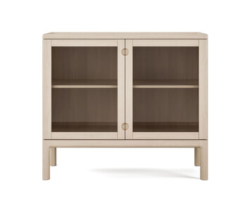 Prio Skåp Låg med glasdörrar i ljus mattlackad björk