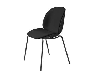 Beetle stol, 4-ben metall, sits i svart plast, klädd front i Kvadrat Remix Black