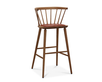 Florida Barstol i mörkpigmenterad oljad ek med sits i Tärnsjö Läder i färgen Cognac