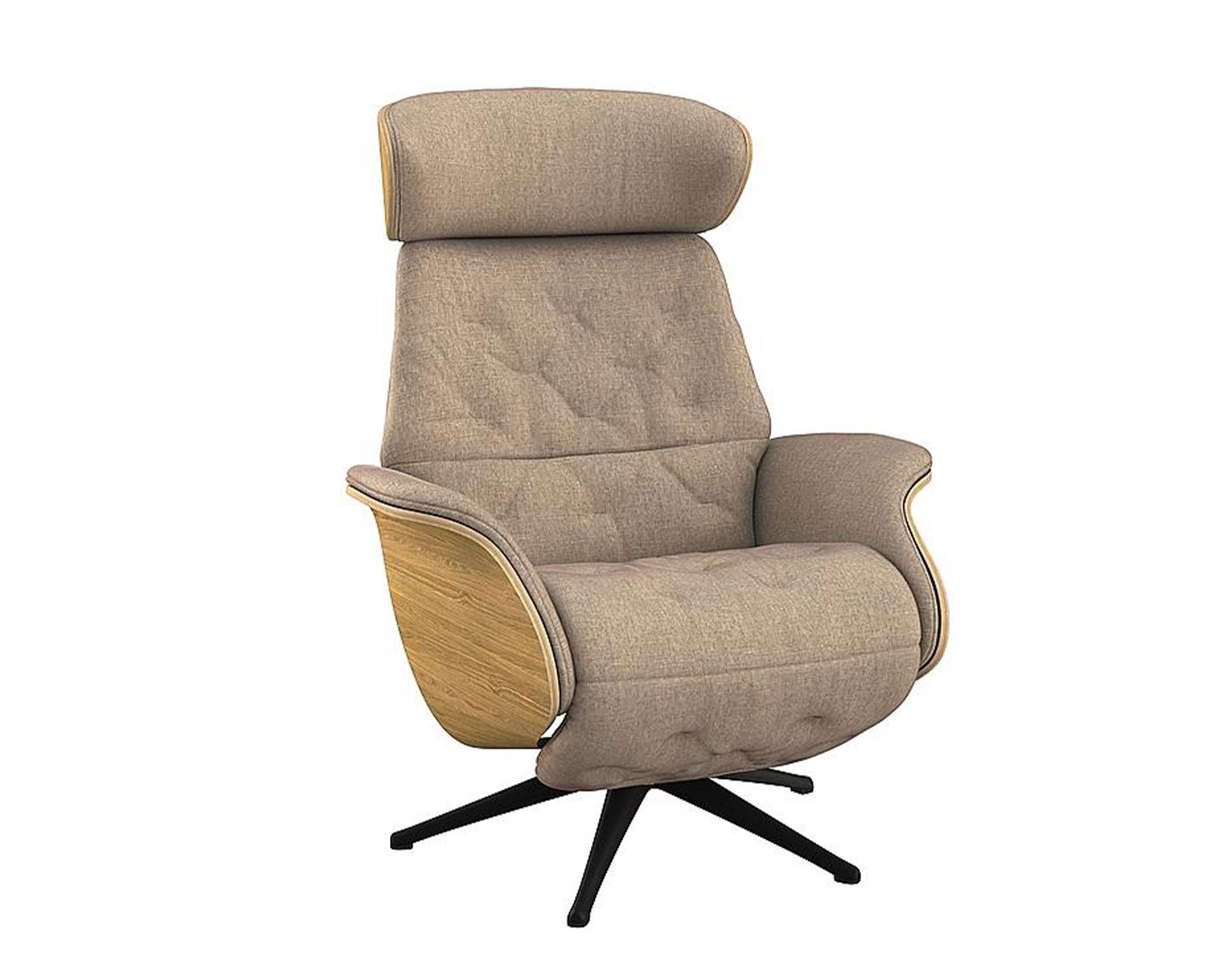 Volden Reclinerfåtölj med batteri, fanérsidor och ben i svart aluminium