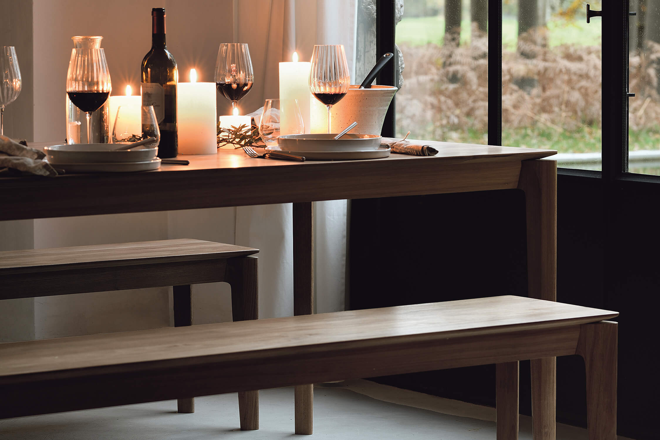 Bok-matbord-teak-Bok-bank-teak-ethnicraft