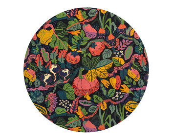 Classic-Collection-Heritage-Garden-Rug-Round-Charcoal-Multi