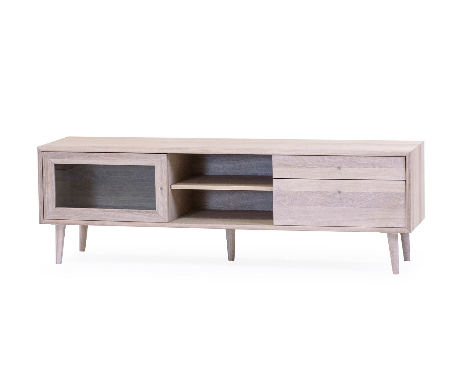 Nordik Mediabänk 160 cm Vitoljad ek