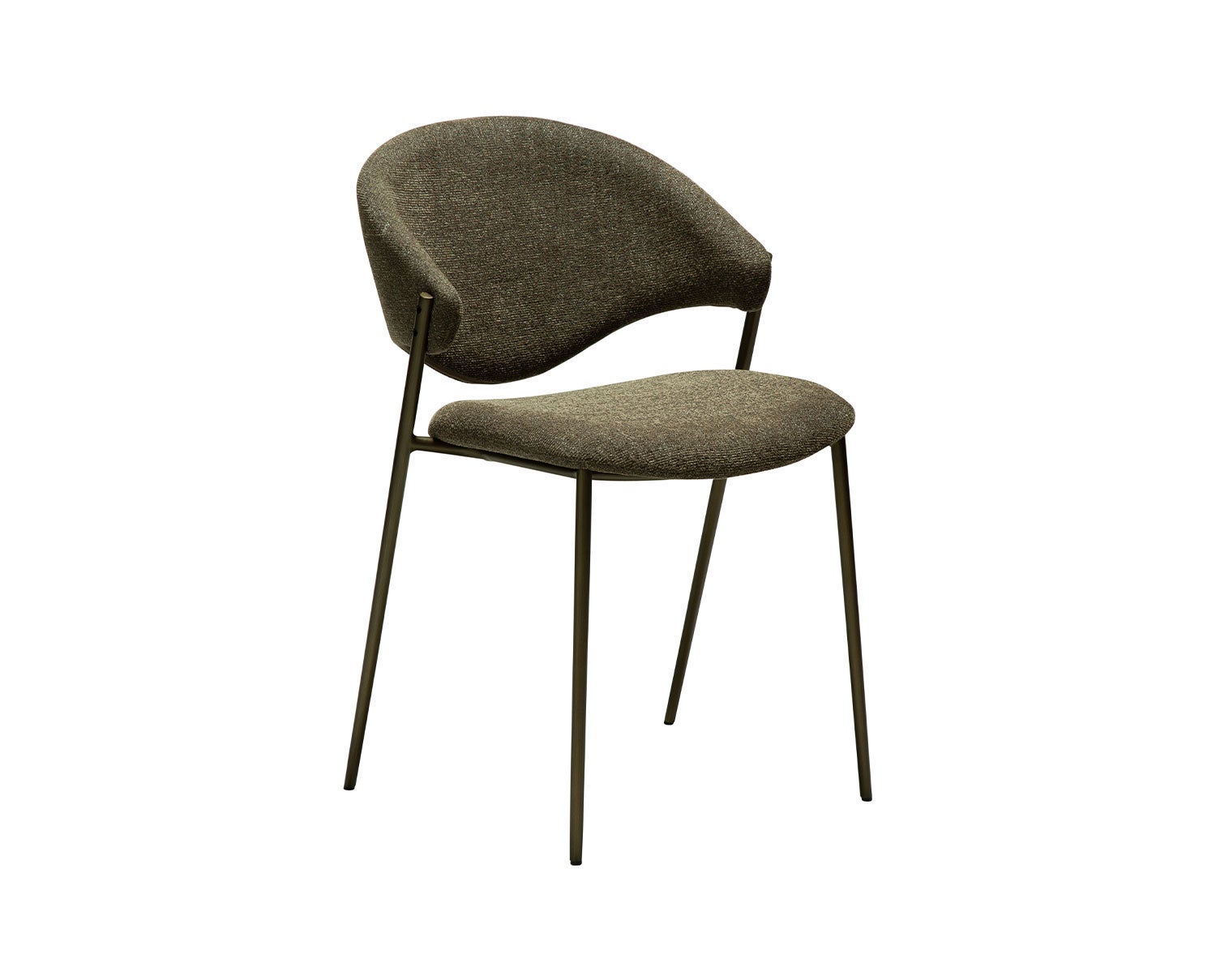 Zone stol i Dark Olive Boucle snett framifrån
