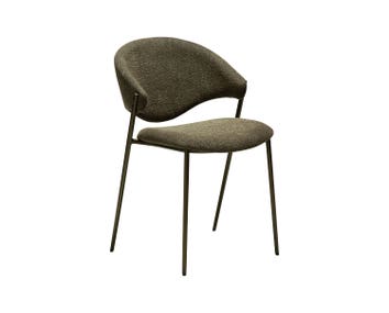 Zone stol i Dark Olive Boucle snett framifrån