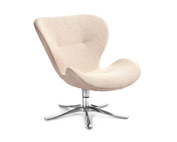 Fåtöljen Daisy med aluminiumfot, klädd i Grizzly Taupe och Etna Beige