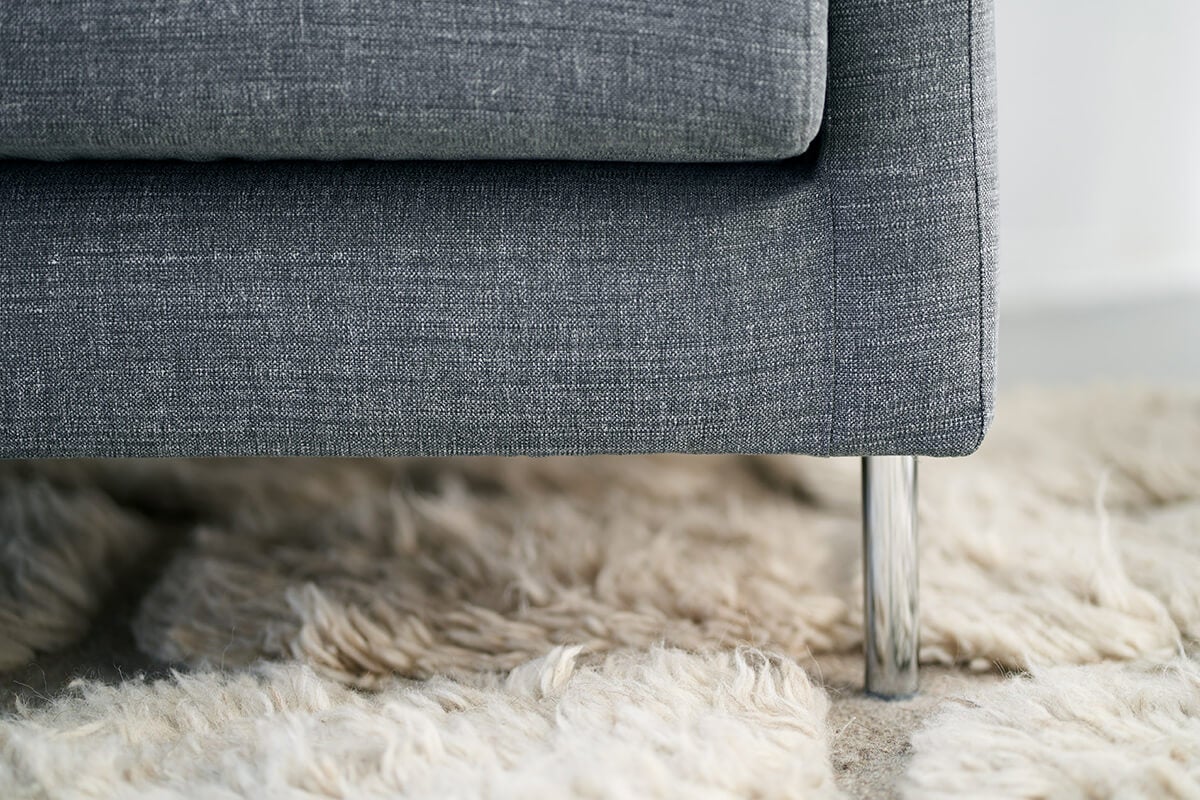 Sits Impulse soffa blågrå i tyg Caleido Stampato 10 Steel detalj