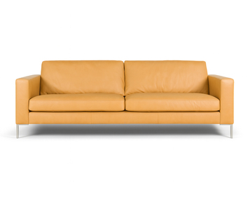 Sits Impulse soffa 3-sits i läder med vinklade metallben i borstad aluminium